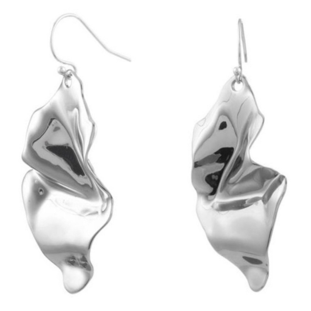 ALEXIS BITTAR • Silver Crumpled Wire Earrings - Picture 3 of 4
